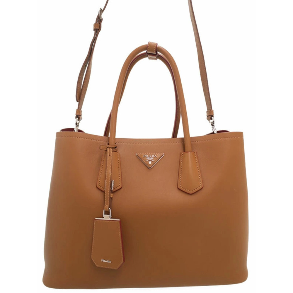 Prada Saffiano Cuir Leather Double 2way Shoulder Bag